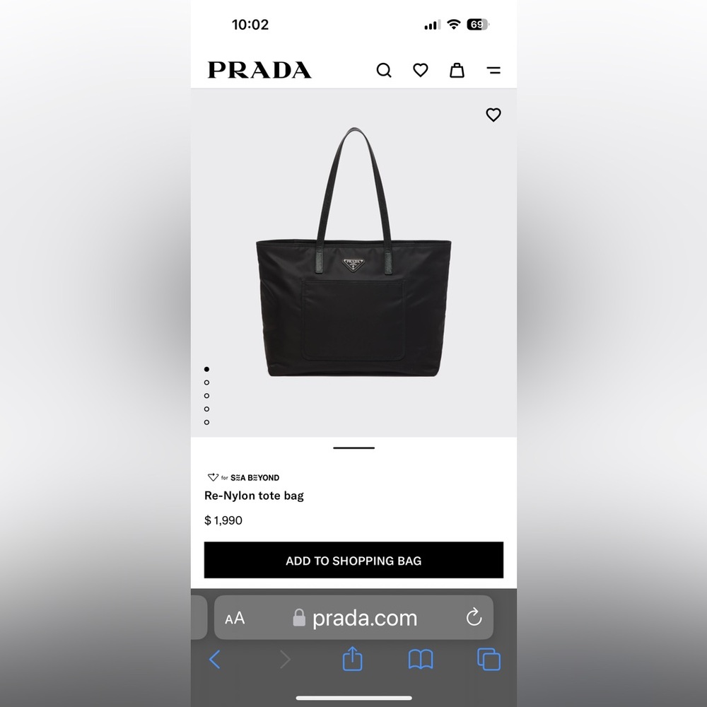 Prada re-nylon tote originally 1800.